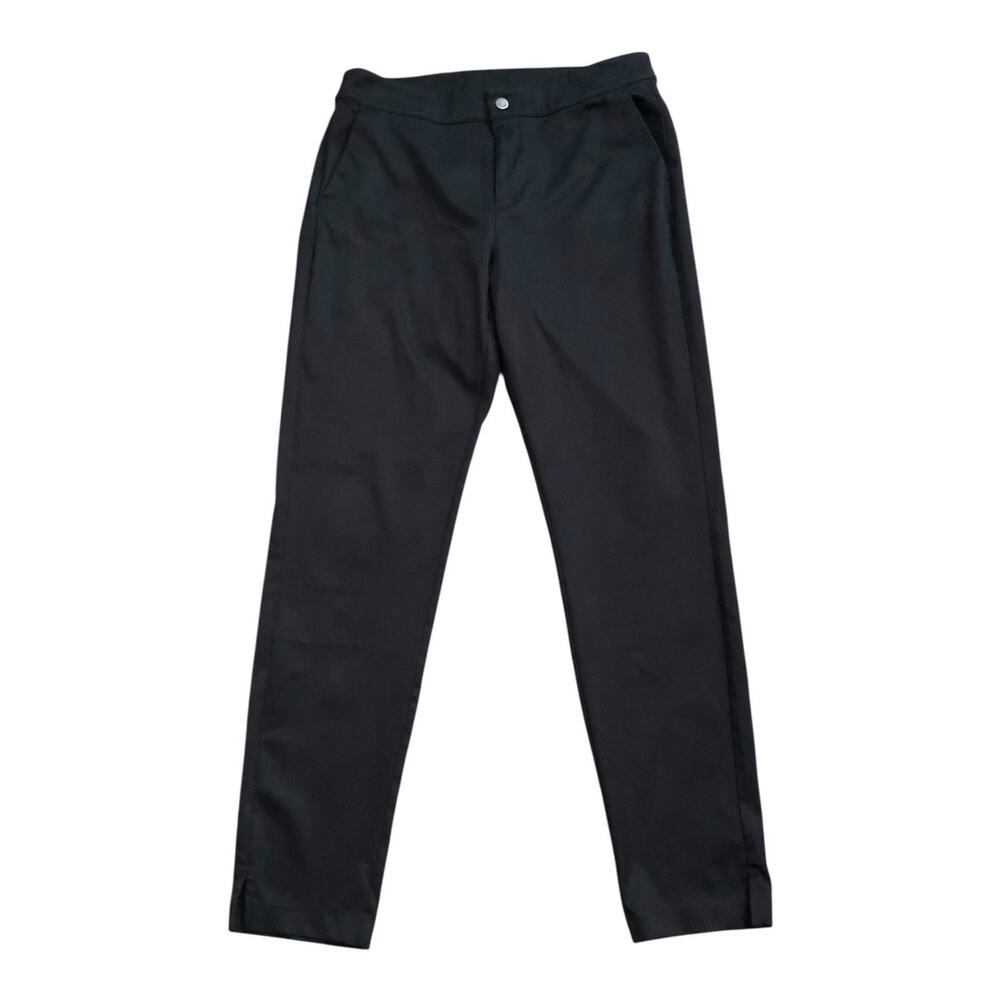 Greg Norman Pants Womens Size 8 Black Golf Performance Straight Leg Slit Hem